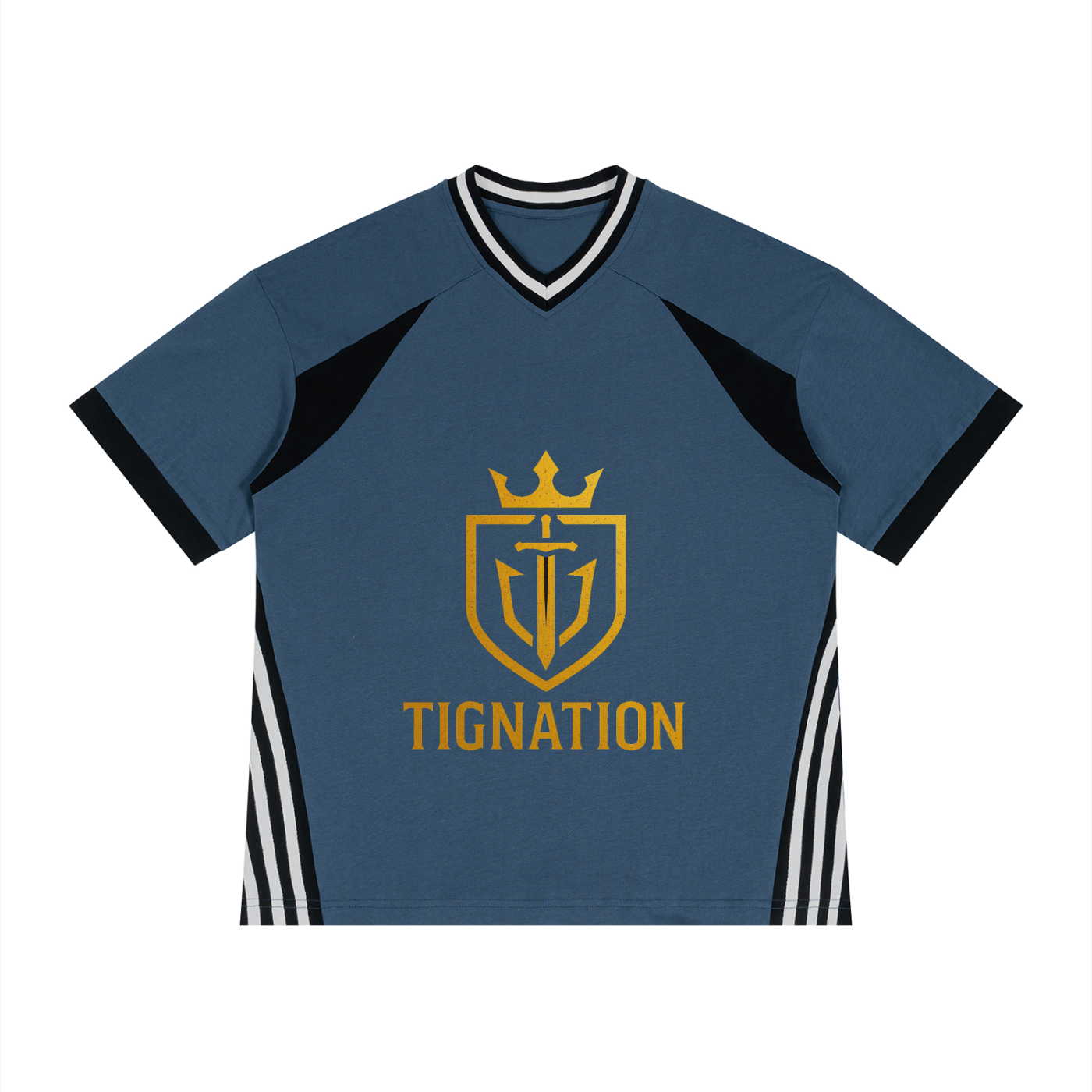 "T.I.G." Unisex Color Block V-Neck T-Shirt