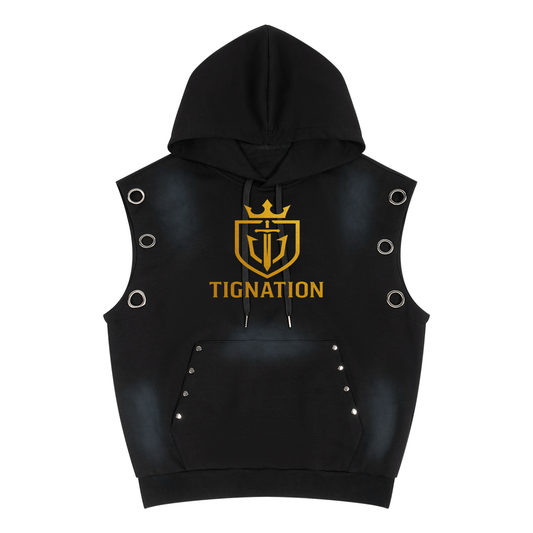 "T.I.G." Unisex Vintage Wash Sun Fade Sleeveless Hoodie