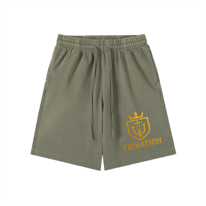 "T.I.G." Vintage Wash Cotton Shorts