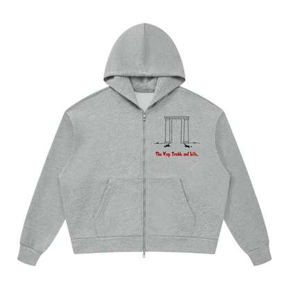 "The Door" Unisex Drop Shoulder Full Zip Hoodie