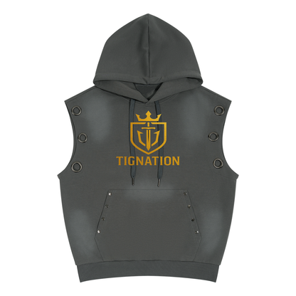 "T.I.G." Unisex Vintage Wash Sun Fade Sleeveless Hoodie