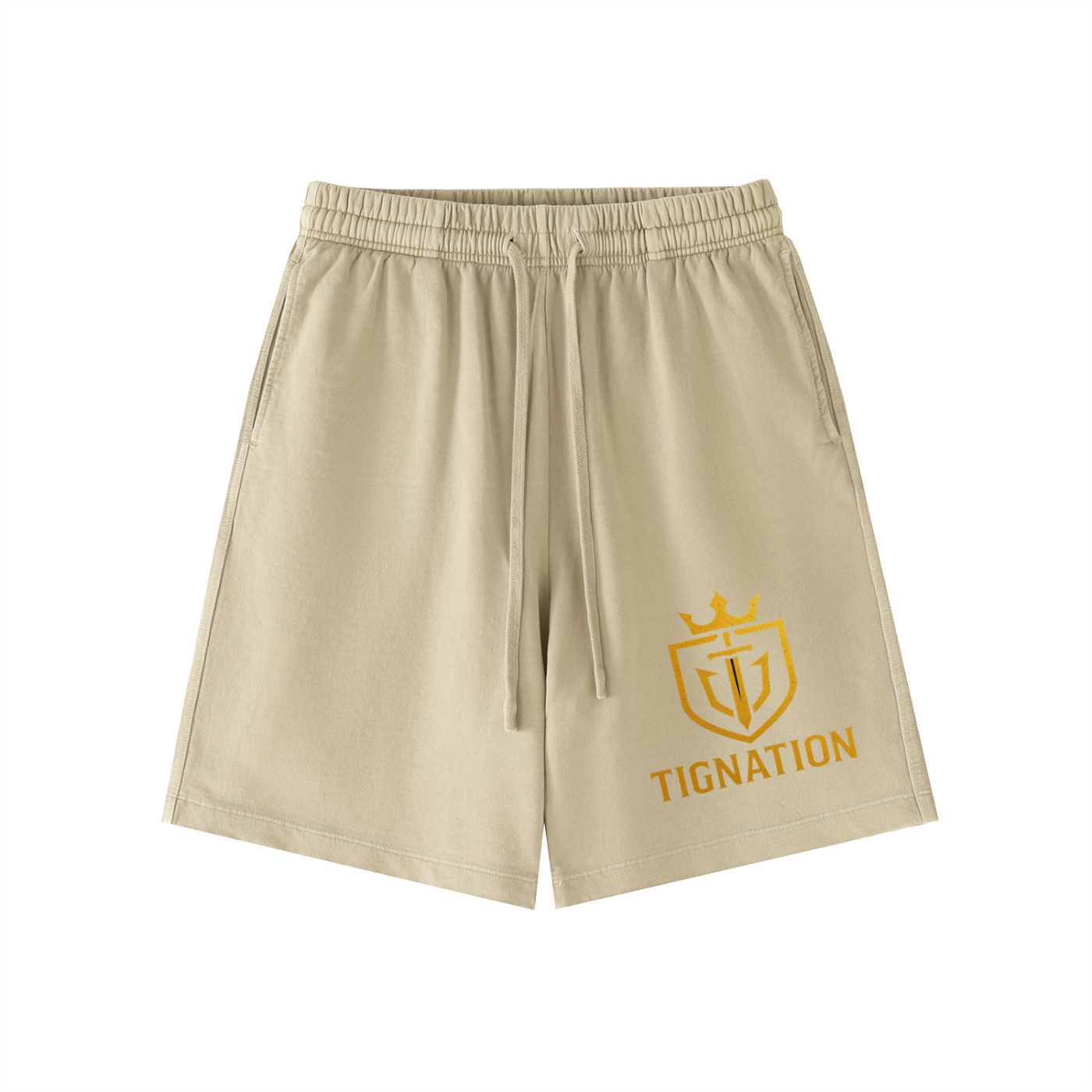 "T.I.G." Vintage Wash Cotton Shorts