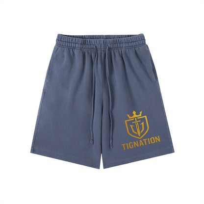 "T.I.G." Vintage Wash Cotton Shorts
