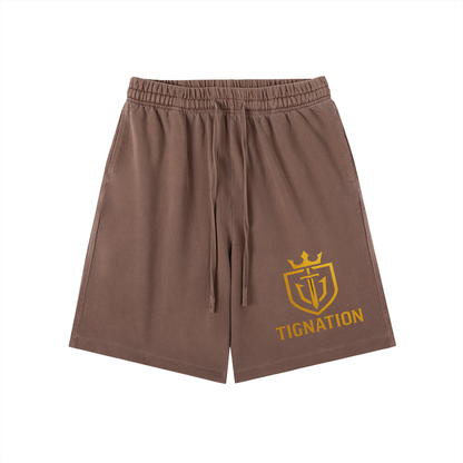 "T.I.G." Vintage Wash Cotton Shorts