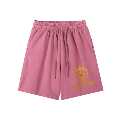 "T.I.G." Vintage Wash Cotton Shorts