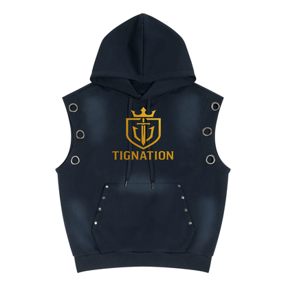 "T.I.G." Unisex Vintage Wash Sun Fade Sleeveless Hoodie