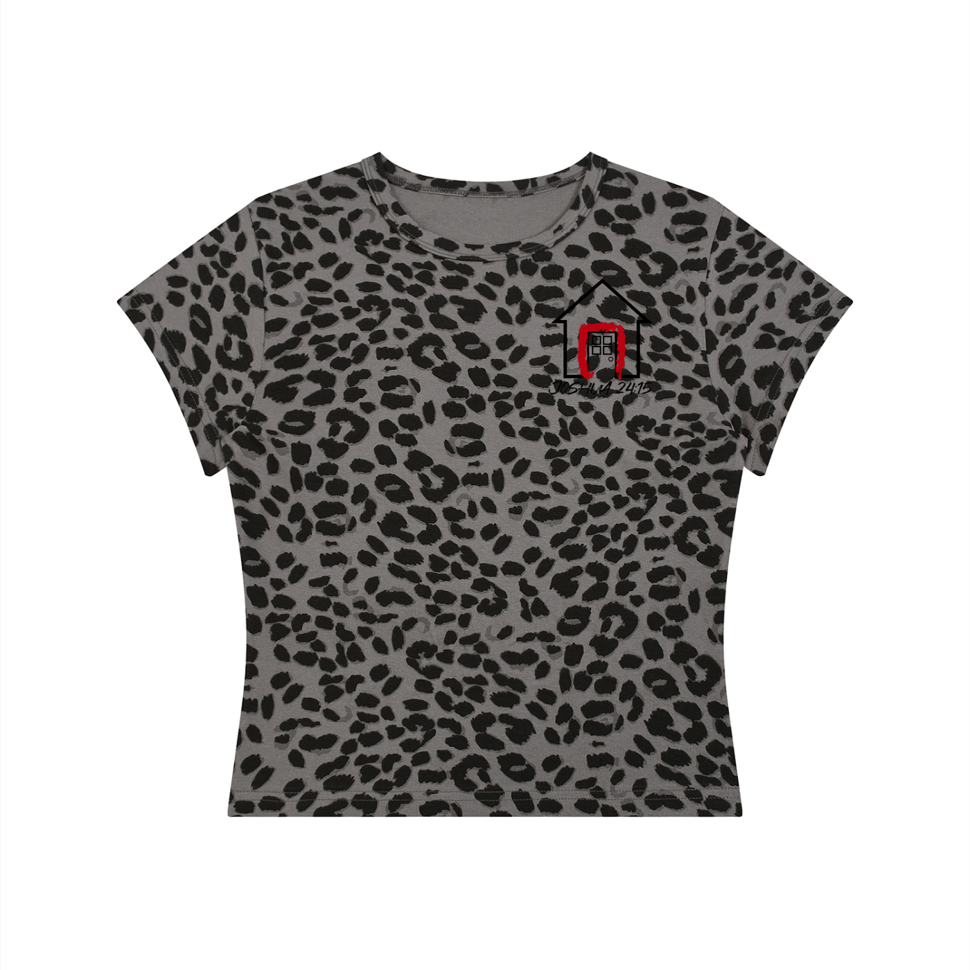 "It Is Finished" Women’s Leopard Print Crop T-Shirt