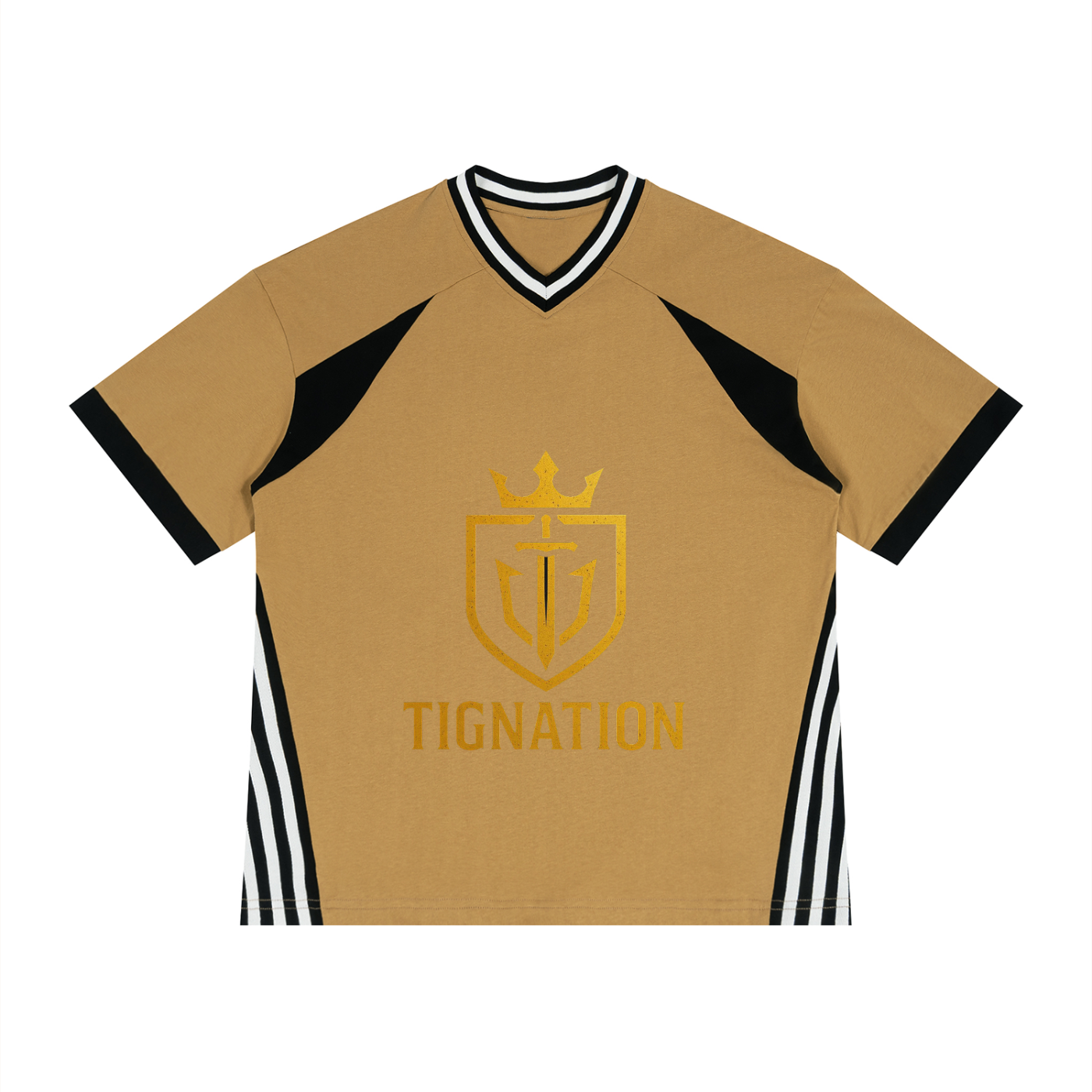 "T.I.G." Unisex Color Block V-Neck T-Shirt